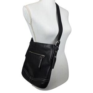 COACH BLACK FULL‑GRAIN LEATHER CROSSBODY BAG – STYLE F10938 – ADJUSTABLE STRAP